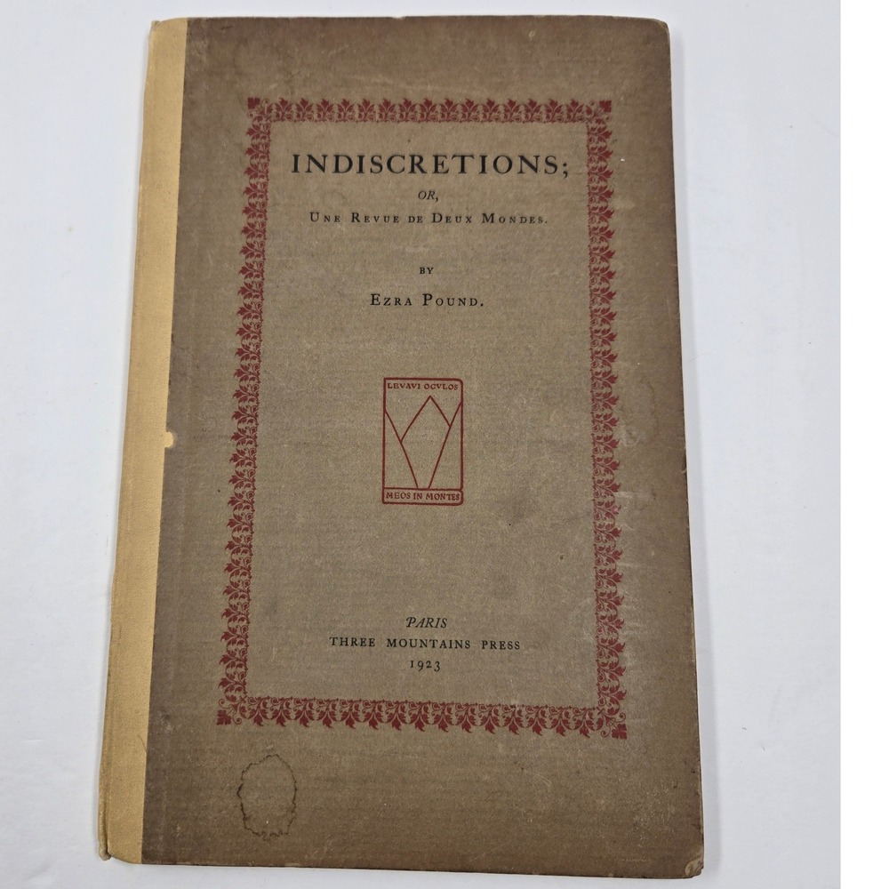 Ezra Pound Indiscretions 1923 Limited #159/300 Rare Fine Press Vintage Book